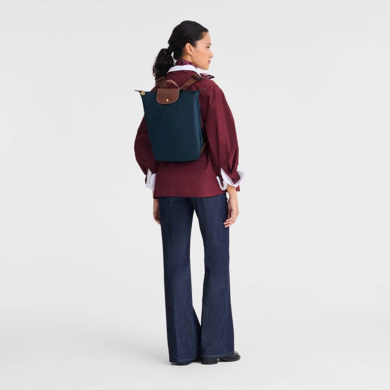 Navy Longchamp Le Pliage Original M Backpack Navy - Canvas Backpacks Women - Image 2