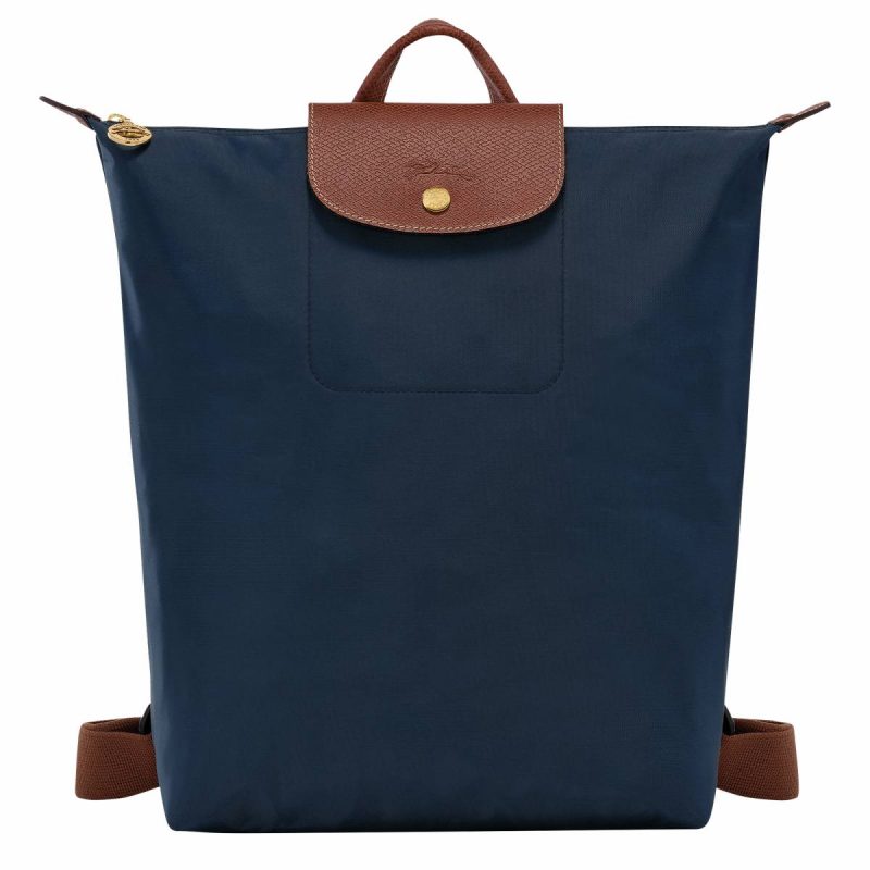 Navy Longchamp Le Pliage Original M Backpack Navy - Canvas Backpacks Women