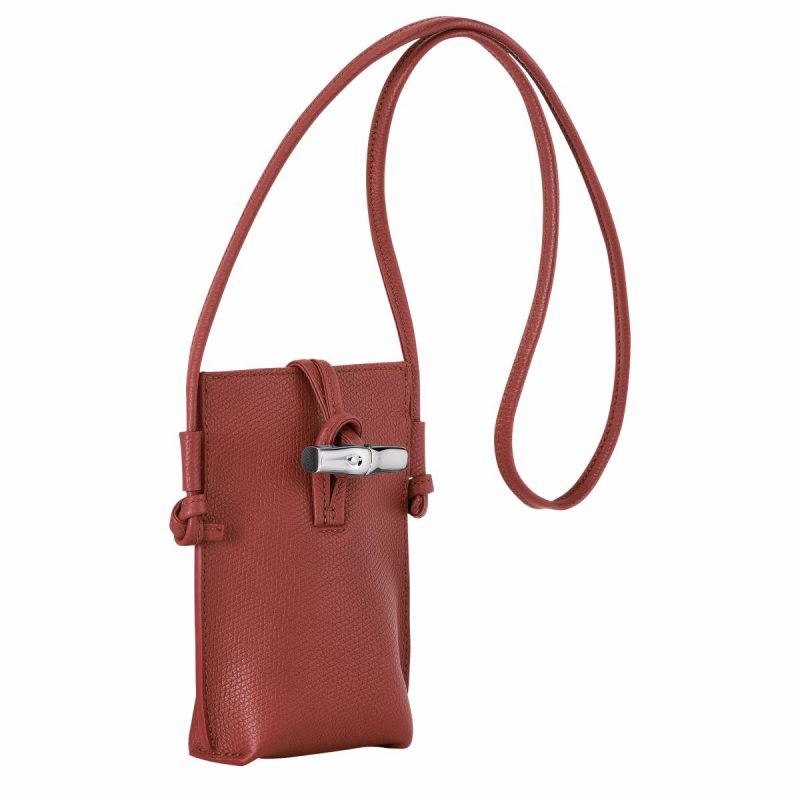 Phone Cases Le Roseau Phone Case Chestnut - Leather Women Chestnut Longchamp - Image 3
