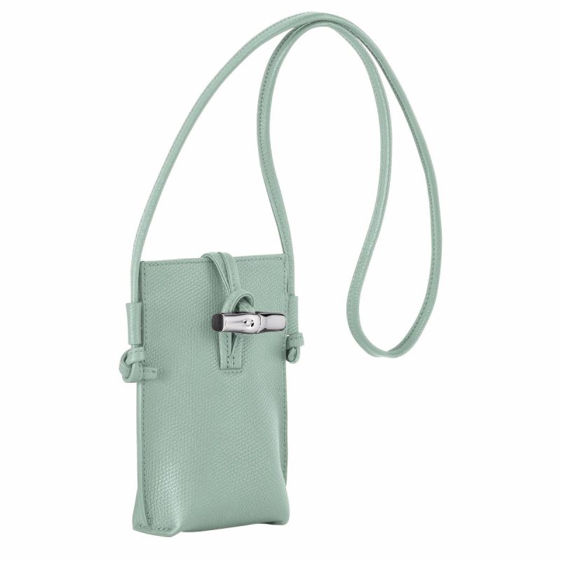 Phone Cases Longchamp Le Roseau Phone Case Celadon - Leather Women Celadon - Image 3