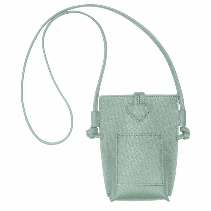 Phone Cases Longchamp Le Roseau Phone Case Celadon - Leather Women Celadon - Image 4