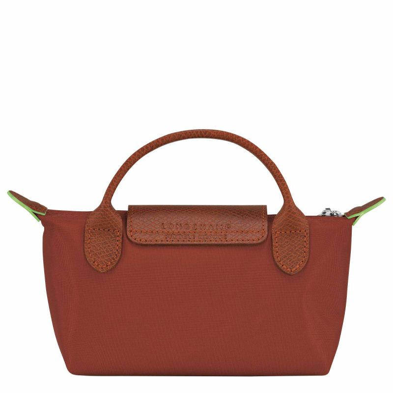 Pouches & Cases Chestnut Women Le Pliage Green Pouch With Handle Chestnut - Recycled Canvas Longchamp - Image 3