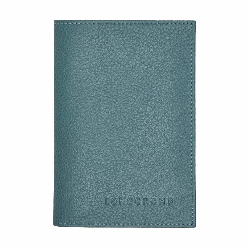 Pouches & Cases Longchamp Women Le Foulonné Passport Cover Eucalyptus - Leather Eucalyptus