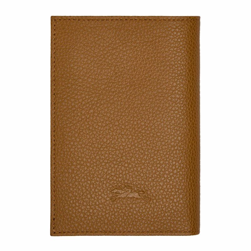Pouches & Cases Women Longchamp Le Foulonné Passport Cover Walnut - Leather Walnut - Image 2