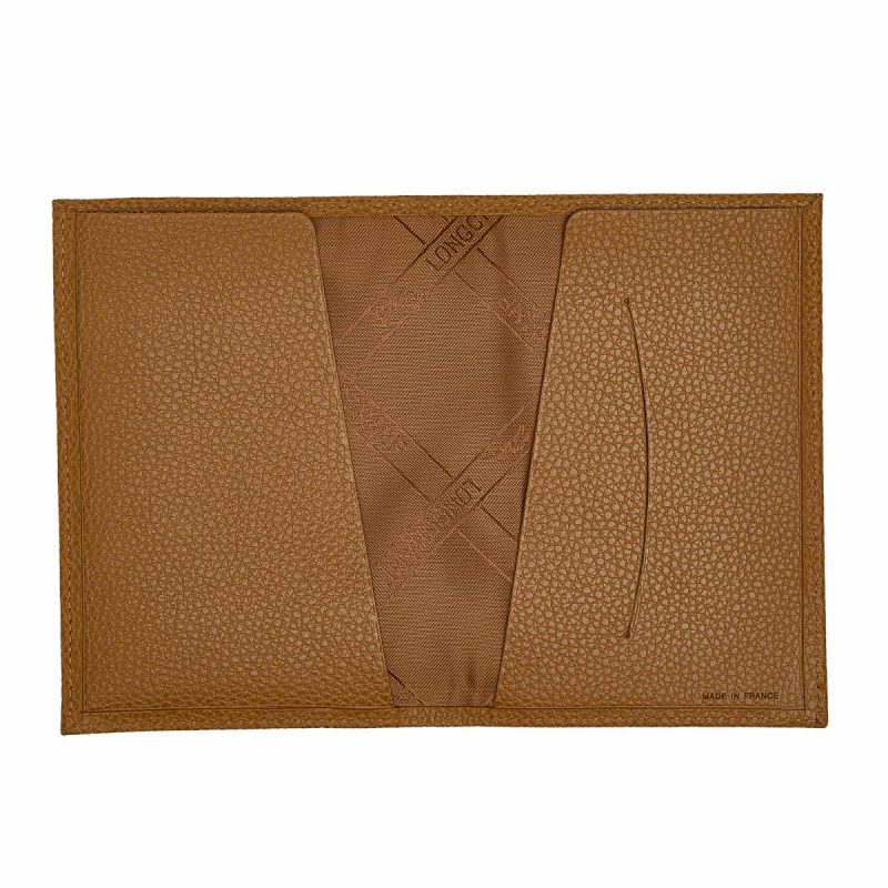 Pouches & Cases Women Longchamp Le Foulonné Passport Cover Walnut - Leather Walnut - Image 3