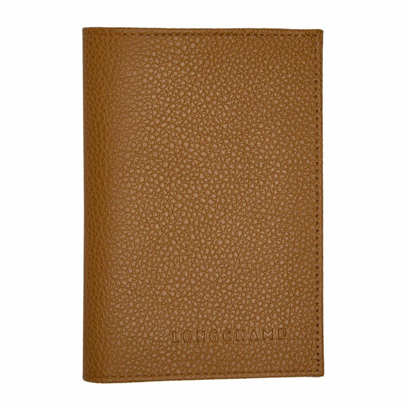 Pouches & Cases Women Longchamp Le Foulonné Passport Cover Walnut - Leather Walnut