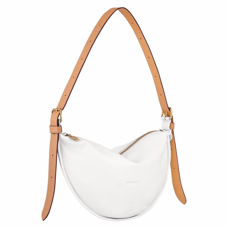 Smoothie M Crossbody Bag White - Leather Women White Longchamp Leather Bags - Image 3