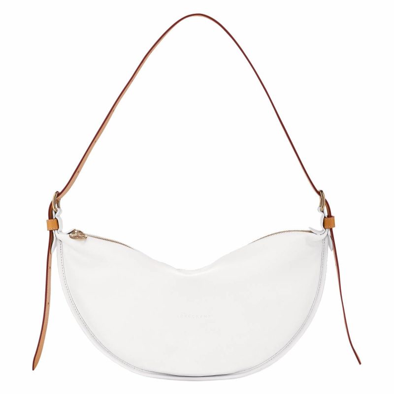 Smoothie M Crossbody Bag White - Leather Women White Longchamp Leather Bags
