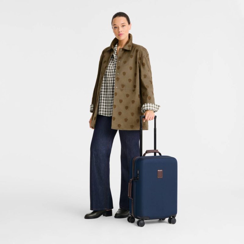Suitcases Women Longchamp Blue Boxford S Carry-On Blue - Recycled Canvas