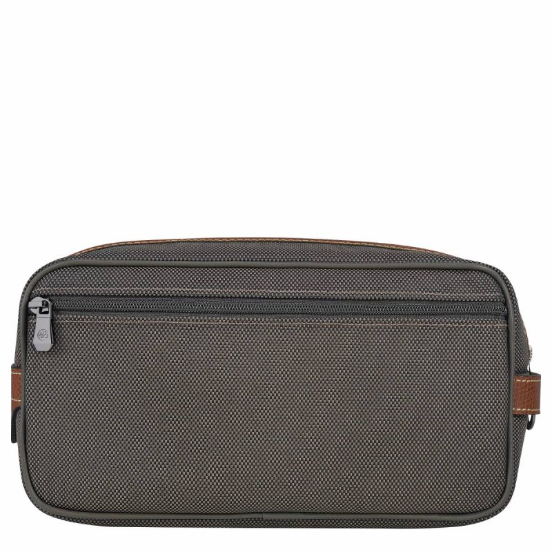 Toiletry Bags Longchamp Boxford Toiletry Case Brown - Recycled Canvas Women Brown - Image 2