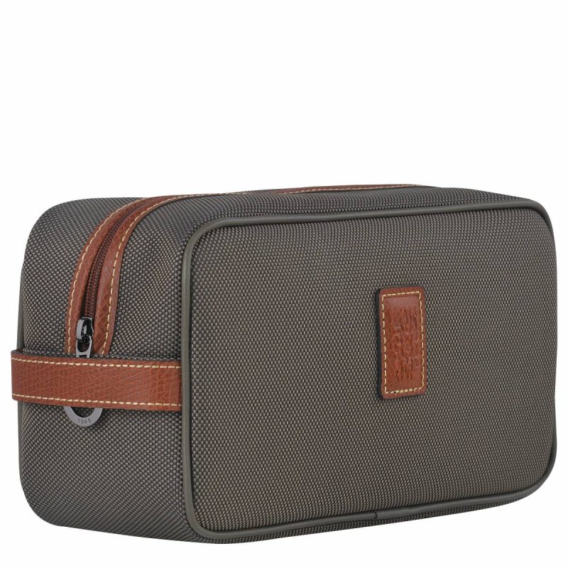 Toiletry Bags Longchamp Boxford Toiletry Case Brown - Recycled Canvas Women Brown