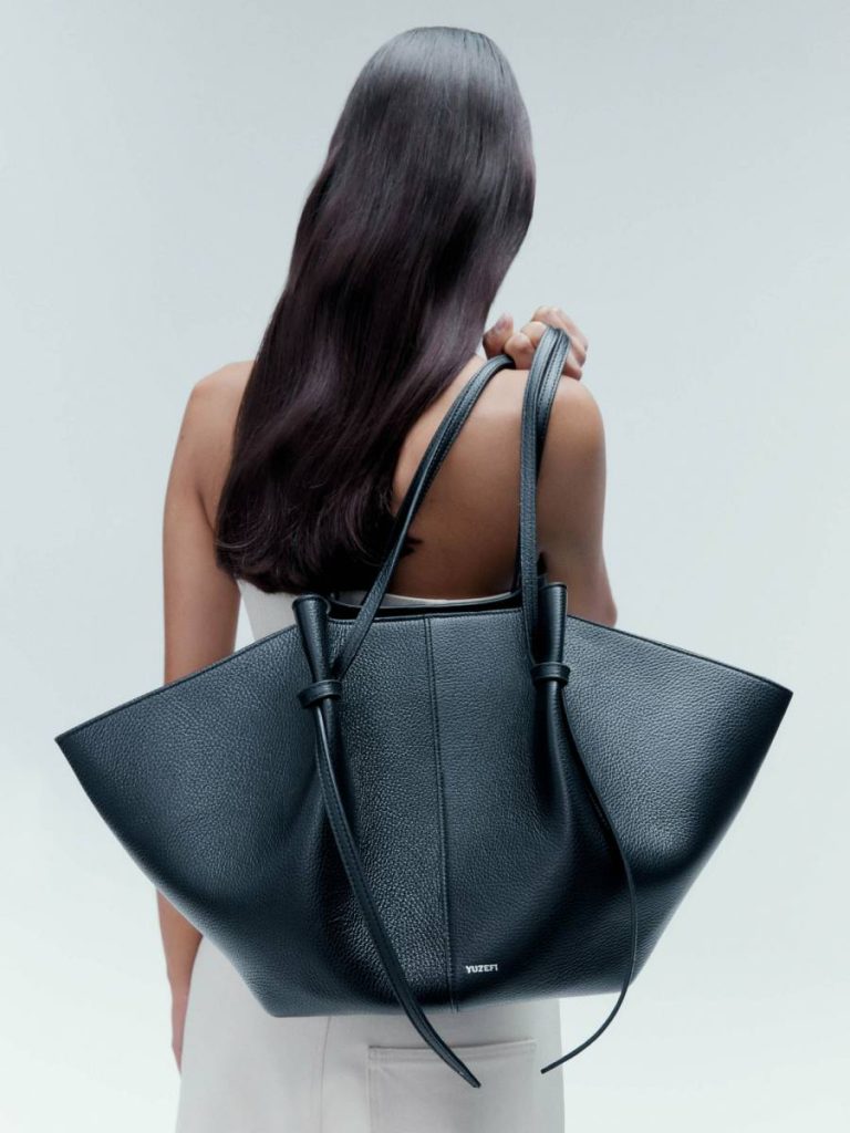 Tote Bags Large Mochi - Black Pebble Grained Leather Women Black Yuzefi - Image 2