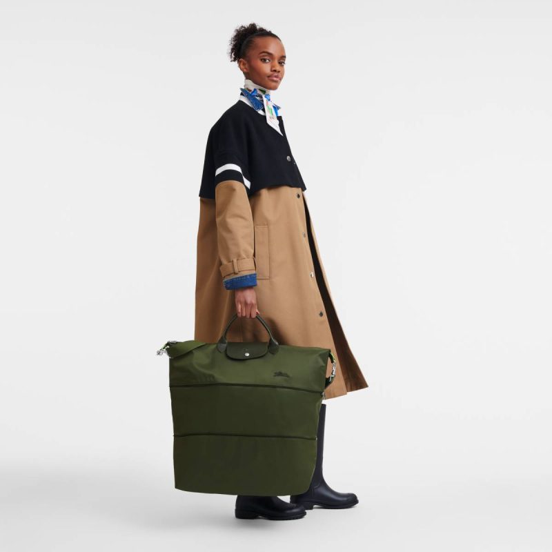 Travel Bags Le Pliage Green Travel Bag Expandable Forest - Recycled Canvas Forest Longchamp Women
