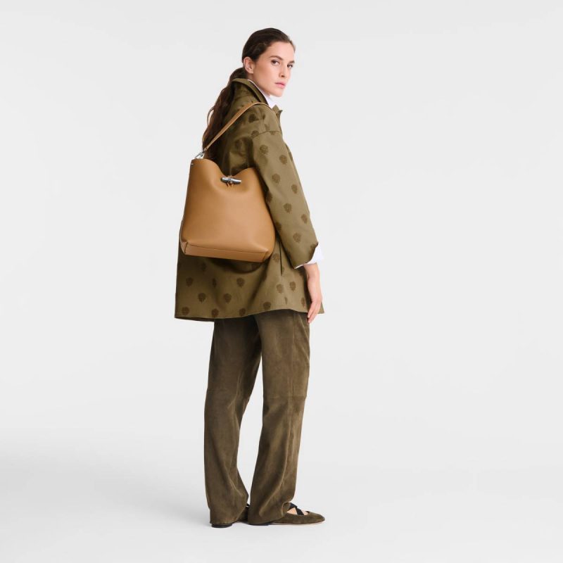 Walnut Longchamp Leather Bags Le Roseau M Shoulder Bag Walnut - Leather Women - Image 2