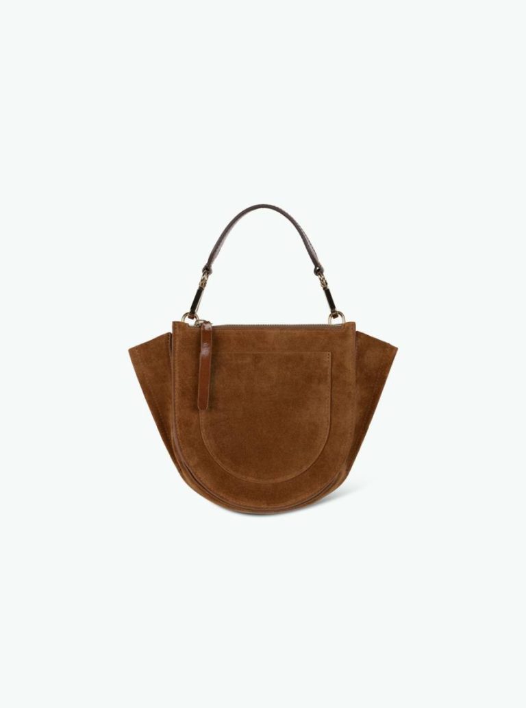 Wandler Cognac Suede Women Hortensia Bag Mini - Cognac Suede Top Handle Bags - Image 2