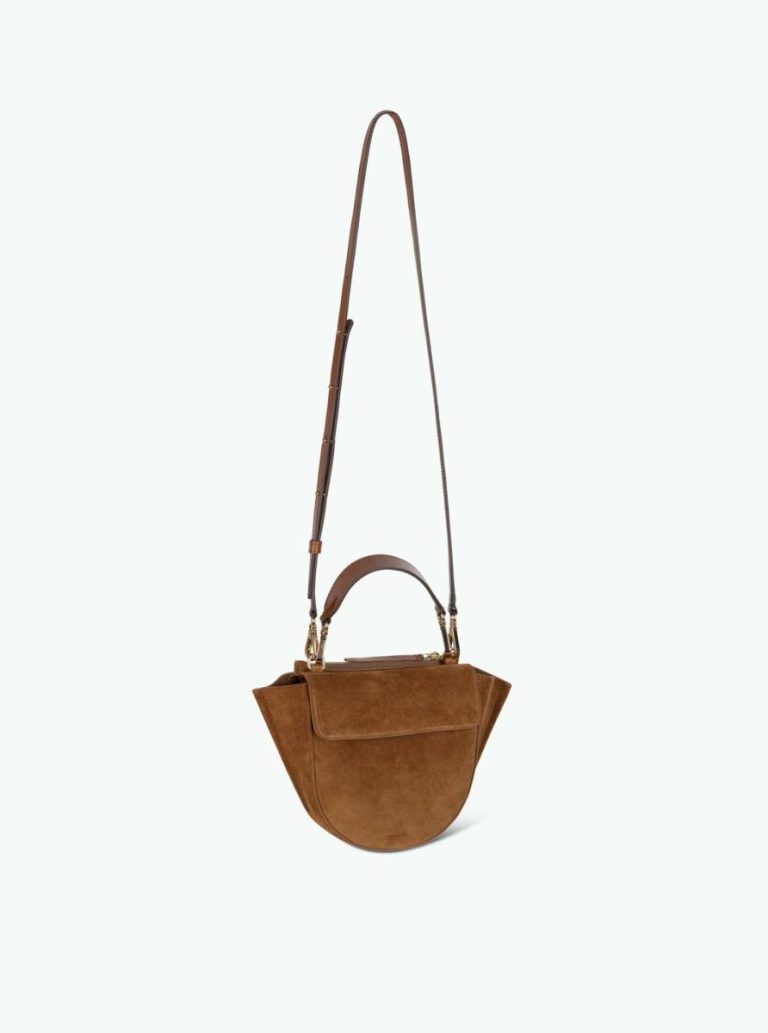 Wandler Cognac Suede Women Hortensia Bag Mini - Cognac Suede Top Handle Bags - Image 3