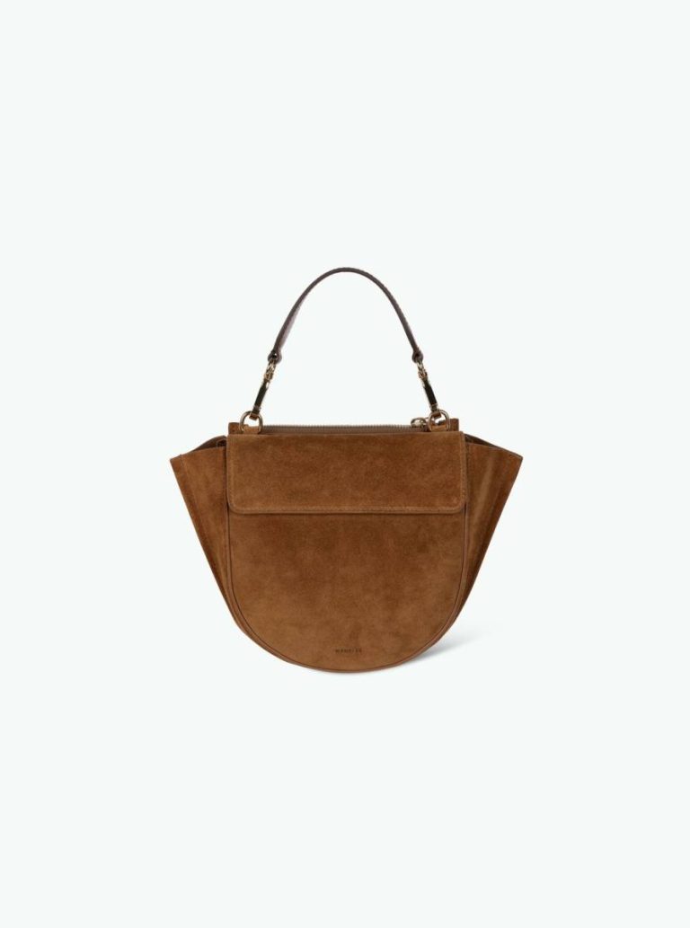 Wandler Cognac Suede Women Hortensia Bag Mini - Cognac Suede Top Handle Bags