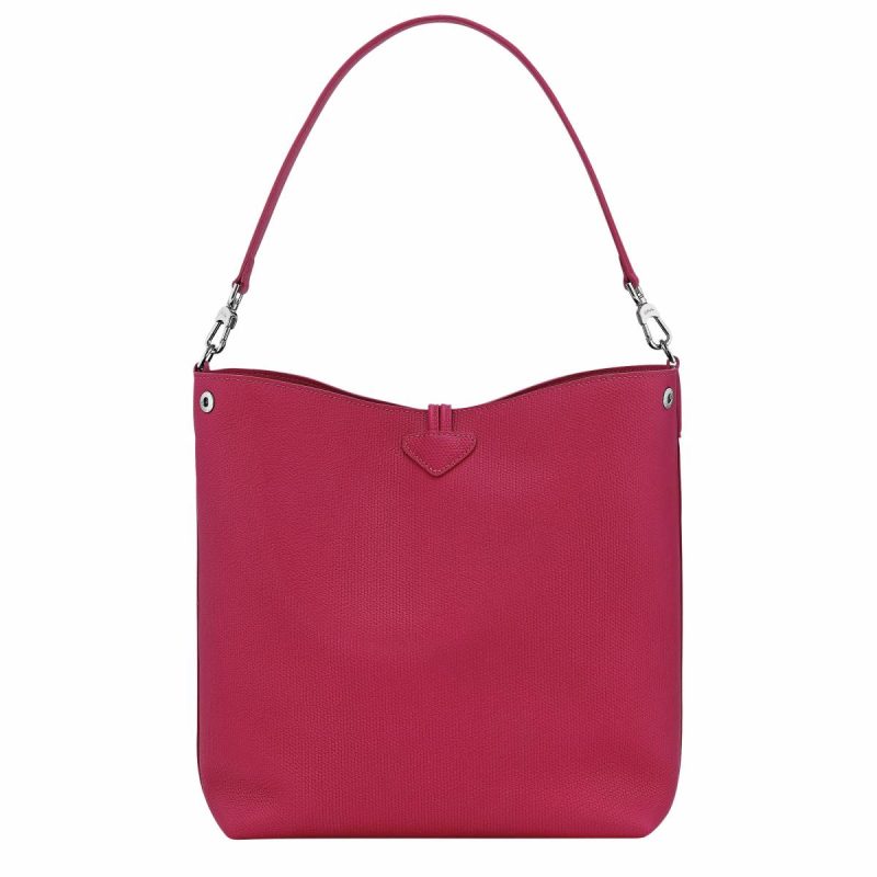 Women Beetroot Longchamp Le Roseau M Shoulder Bag Beetroot - Leather Leather Bags - Image 4