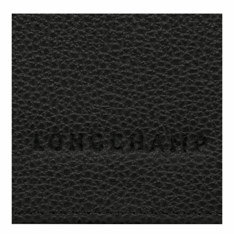 Women Black Le Foulonné Continental Wallet Black - Leather Leather Wallets Longchamp - Image 4