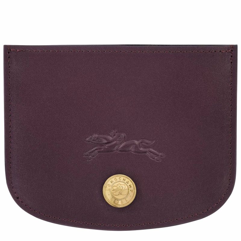 Women Cardholders & Coin Purses Longchamp Eggplant Épure Card Holder Eggplant - Leather
