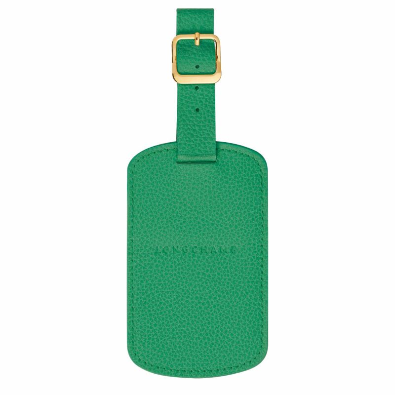 Women Green Travel Accessories Le Foulonné Luggage Tag Green - Leather Longchamp