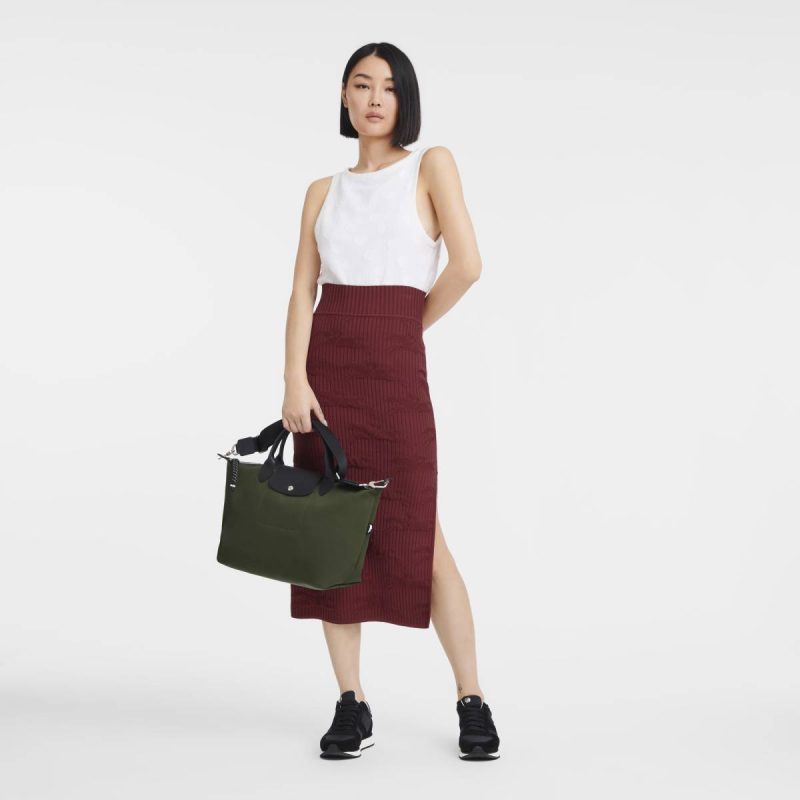 Women Khaki Longchamp Handbags Le Pliage Energy L Handbag Khaki - Recycled Canvas