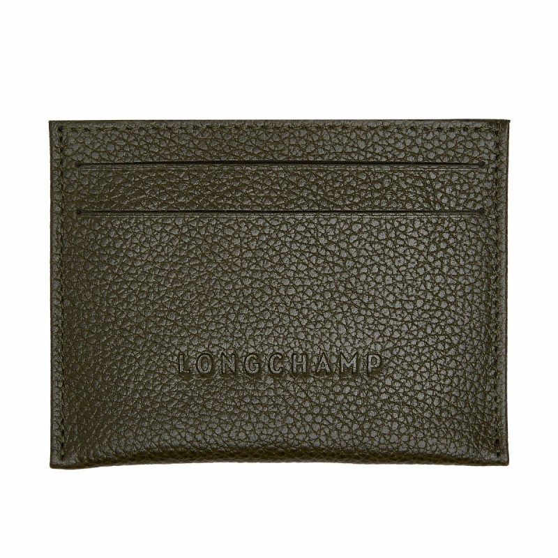 Women Le Foulonné Card Holder Khaki - Leather Cardholders & Coin Purses Khaki Longchamp - Image 2