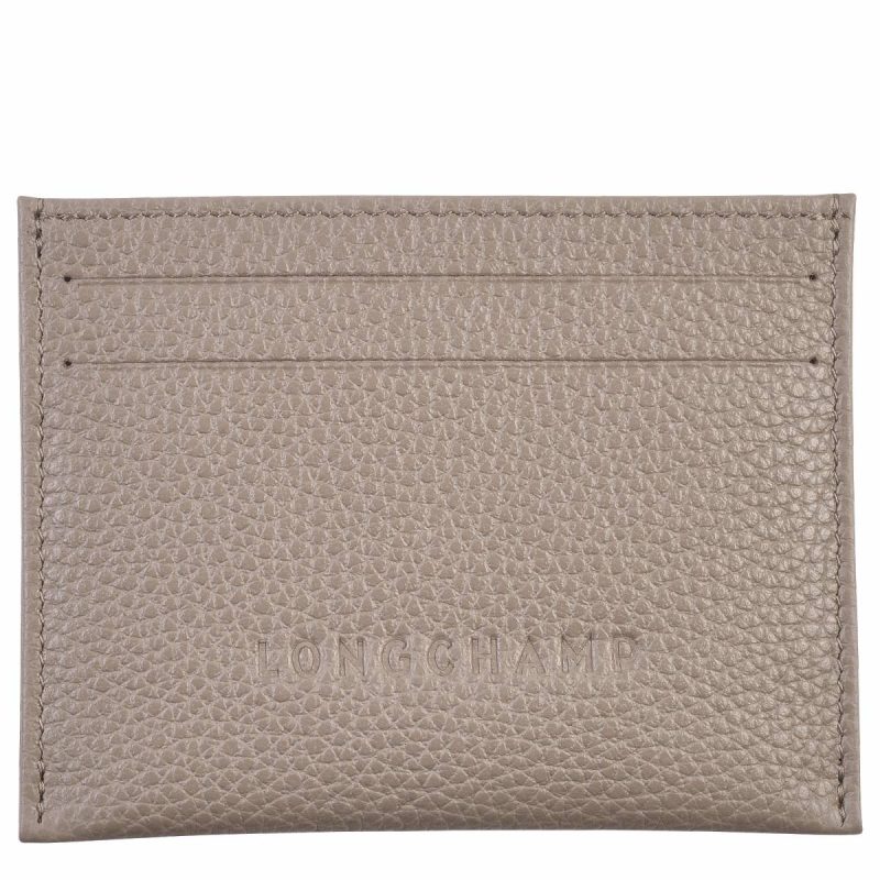 Women Le Foulonné Card Holder Turtledove - Leather Turtledove Longchamp Cardholders & Coin Purses