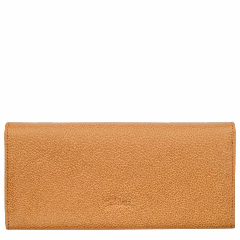 Women Le Foulonné Continental Wallet Walnut - Leather Leather Wallets Longchamp Walnut - Image 2