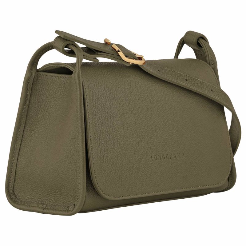 Women Le Foulonné M Crossbody Bag Khaki - Leather Khaki Leather Bags Longchamp - Image 2