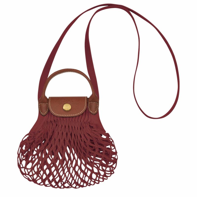 Women Le Pliage Filet Xs Mesh Bag Mahogany - Canvas Mini Bags Longchamp Mahogany