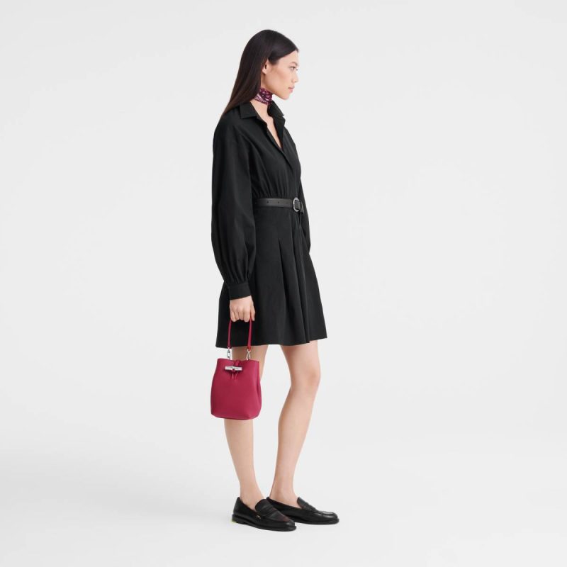 Women Le Roseau Xs Bucket Bag Beetroot - Leather Leather Bags Longchamp Beetroot - Image 2