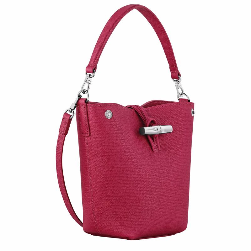 Women Le Roseau Xs Bucket Bag Beetroot - Leather Leather Bags Longchamp Beetroot - Image 3