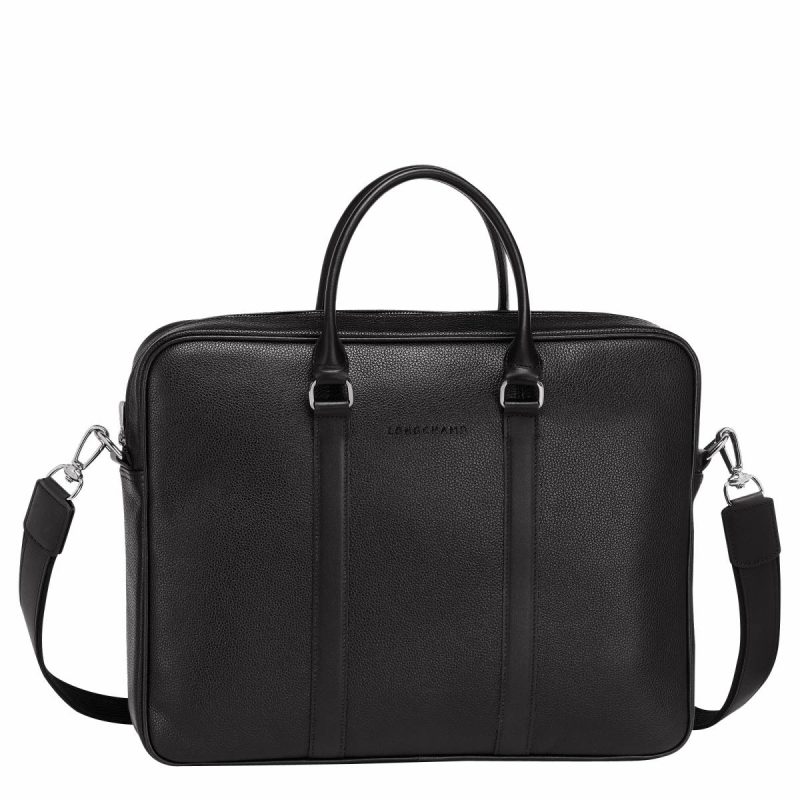 Women Leather Bags Le Foulonné S Briefcase Black - Leather Black Longchamp