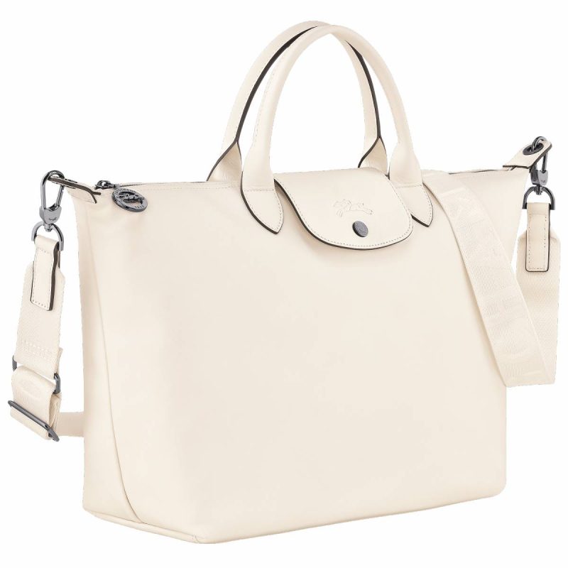 Women Leather Bags Le Pliage Xtra L Handbag Ecru - Leather Ecru Longchamp - Image 2