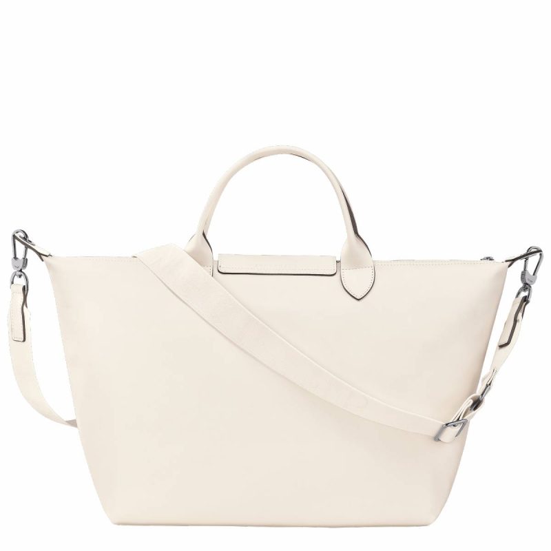 Women Leather Bags Le Pliage Xtra L Handbag Ecru - Leather Ecru Longchamp - Image 3