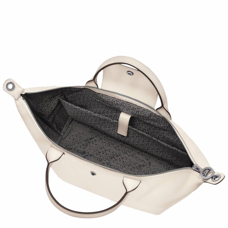 Women Leather Bags Le Pliage Xtra L Handbag Ecru - Leather Ecru Longchamp - Image 4