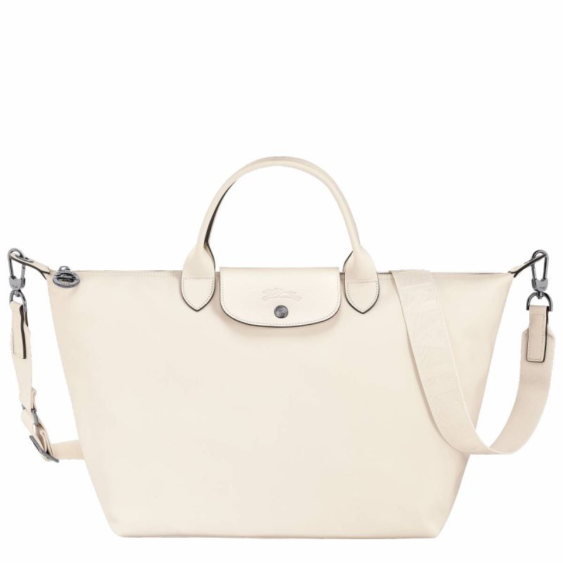 Women Leather Bags Le Pliage Xtra L Handbag Ecru - Leather Ecru Longchamp