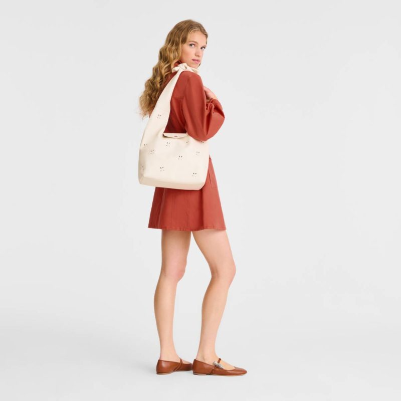 Women Leather Bags Longchamp Le Pliage Xtra M Shoulder Bag Ecru - Leather Ecru - Image 2