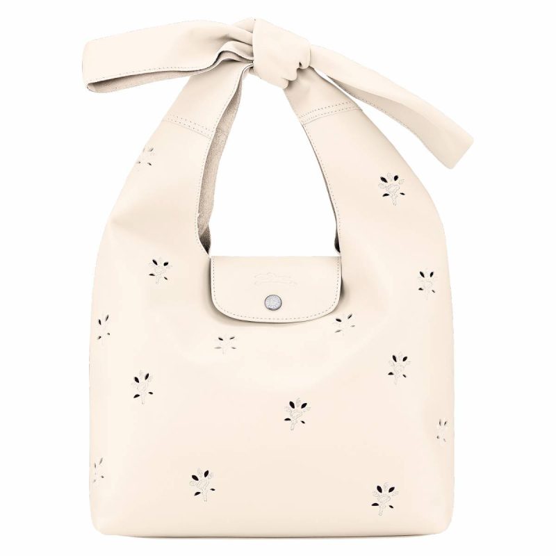 Women Leather Bags Longchamp Le Pliage Xtra M Shoulder Bag Ecru - Leather Ecru