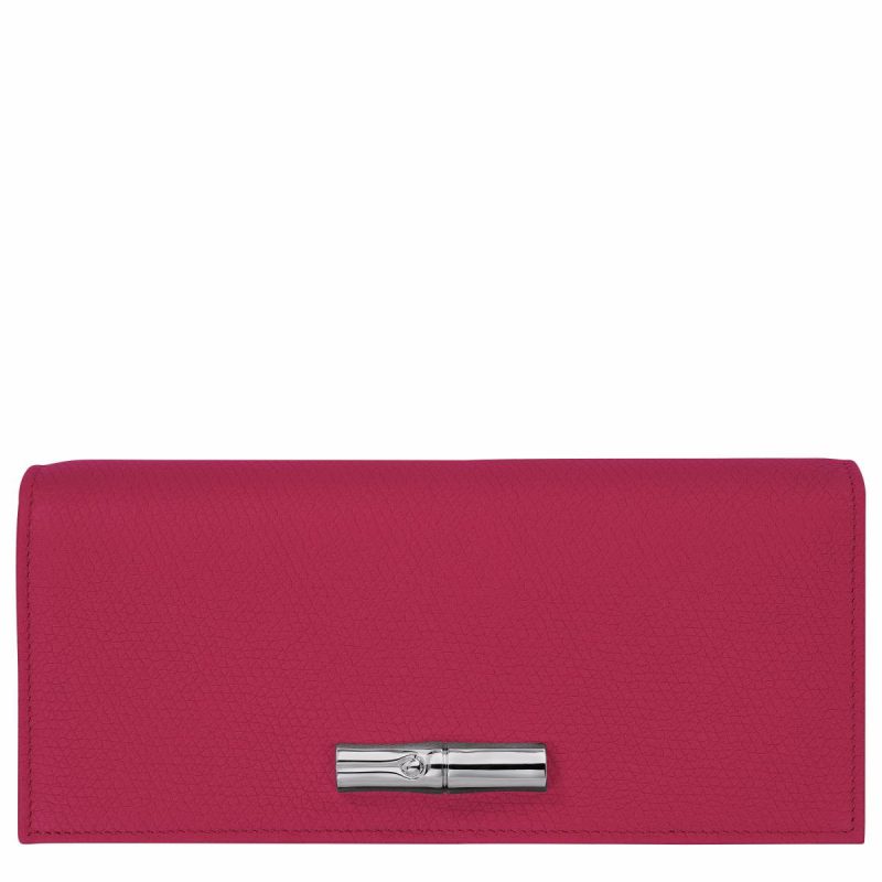 Women Leather Wallets Beetroot Longchamp Le Roseau Flap Wallet Beetroot - Leather