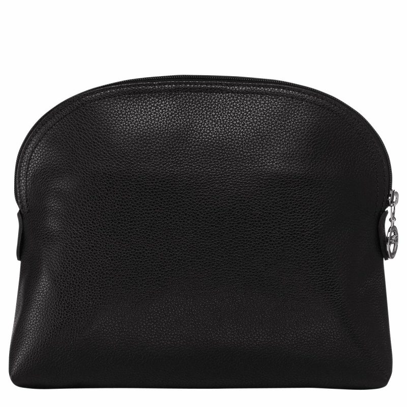 Women Longchamp Black Toiletry Bags Le Foulonné Toiletry Case Black - Leather - Image 3