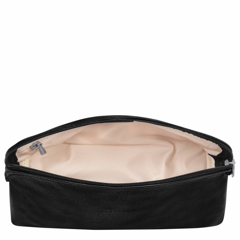 Women Longchamp Black Toiletry Bags Le Foulonné Toiletry Case Black - Leather - Image 4