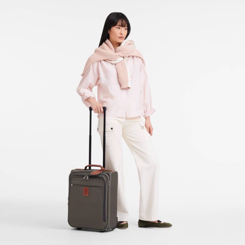 Women Longchamp Brown Boxford S Carry-On Brown - Recycled Canvas Suitcases