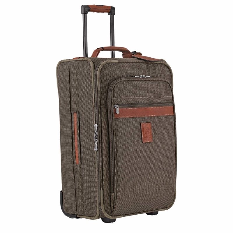 Women Longchamp Brown Suitcases Boxford M Carry-On Brown - Recycled Canvas - Image 2
