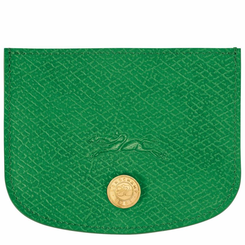 Women Longchamp Épure Card Holder Green - Leather Green Cardholders & Coin Purses
