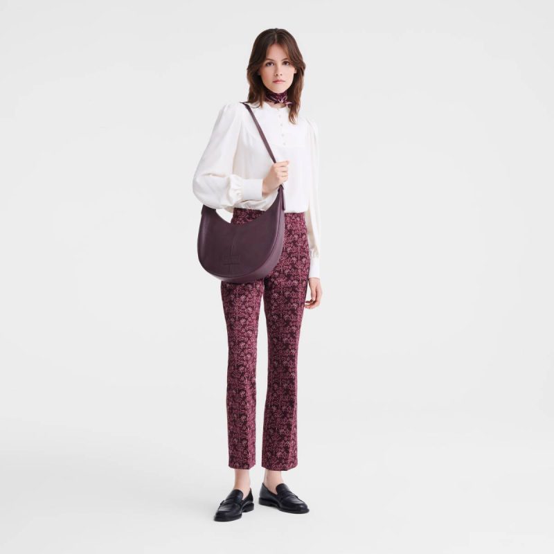 Women Longchamp Essential L Crossbody Bag Eggplant - Leather Leather Bags Eggplant - Image 2