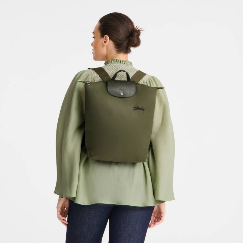 Women Longchamp Forest Backpacks Le Pliage Green M Backpack Forest - Canvas - Image 2