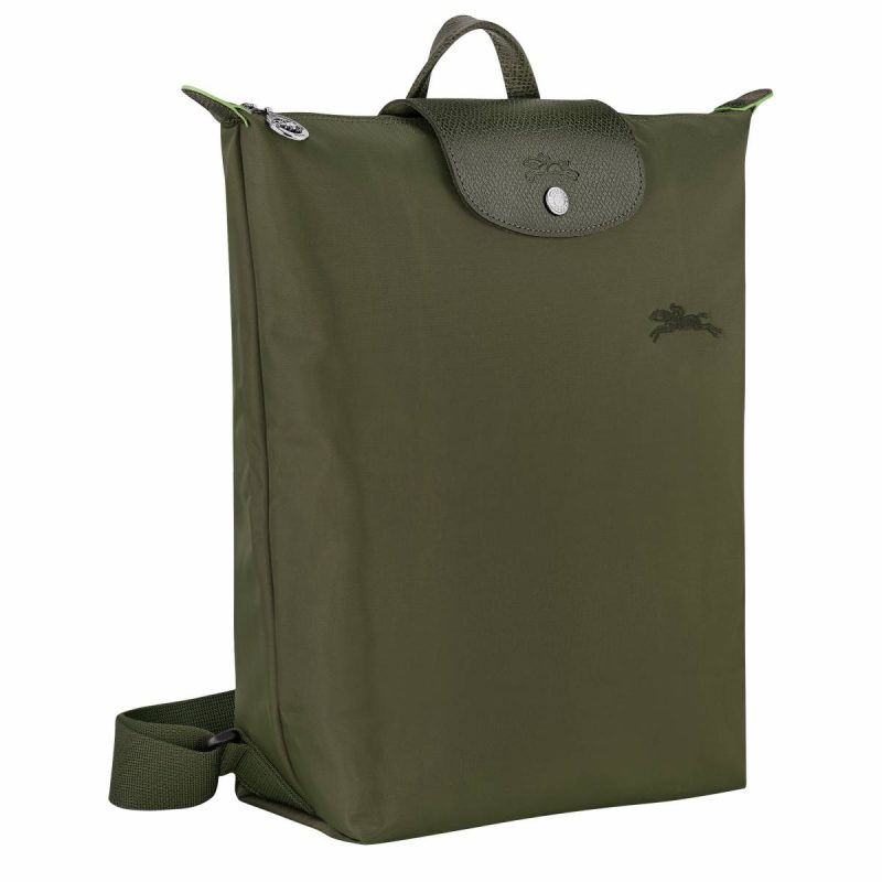 Women Longchamp Forest Backpacks Le Pliage Green M Backpack Forest - Canvas - Image 3