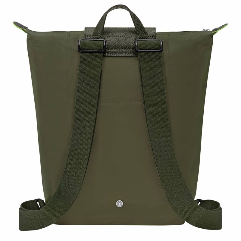 Women Longchamp Forest Backpacks Le Pliage Green M Backpack Forest - Canvas - Image 4